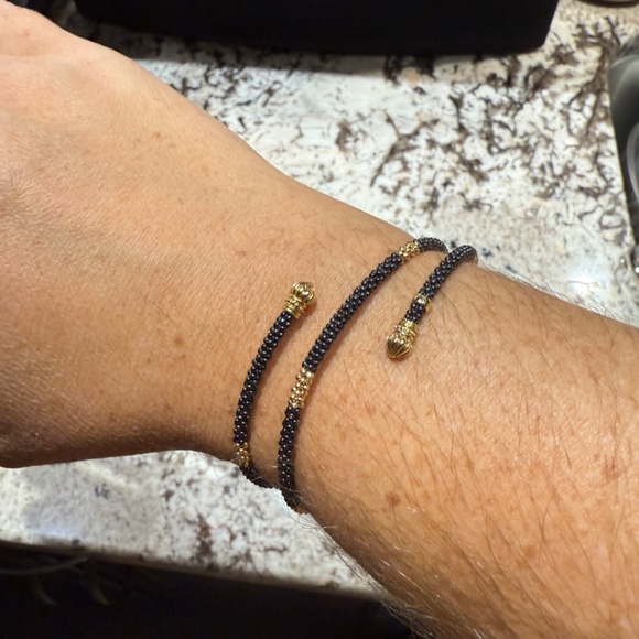 LAGOS 18K Gold and Black Small Station Ceramic Wrap Bracelet | 3mm - Picture 6 of 8